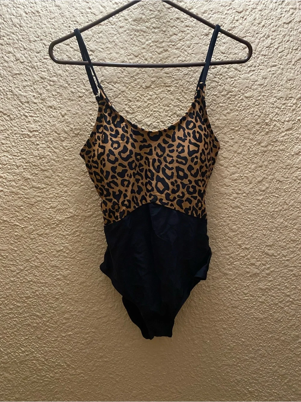 Leopard Print & Black One-Piece Swimsuit - Picture 1 of 7